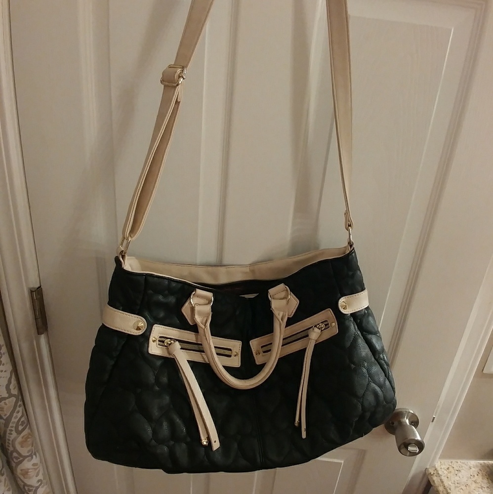 Betsey Johnson quilted black and tan purse